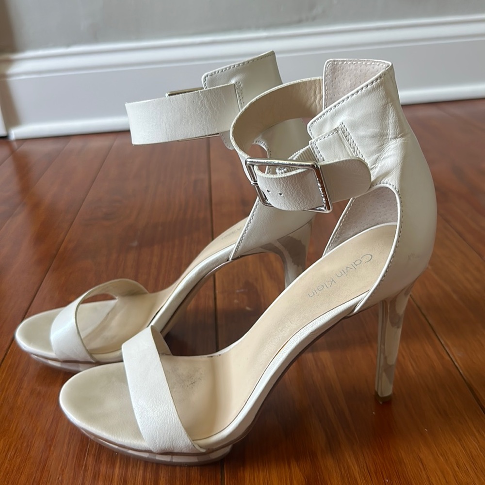 White Calvin Klein heels